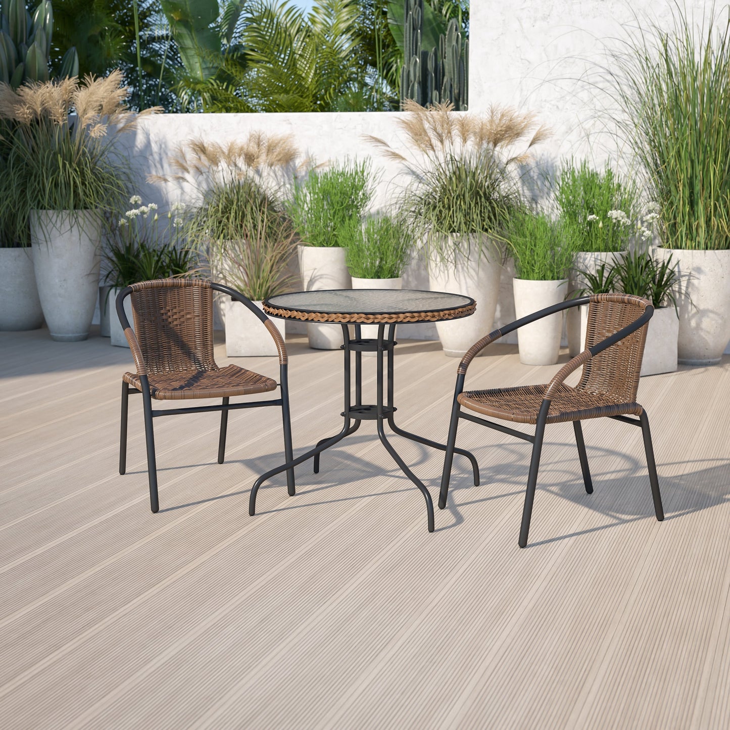 Ensemble table et chaises d'extérieur 3 pièces - 28,75 L x 28,75 P x 28 H