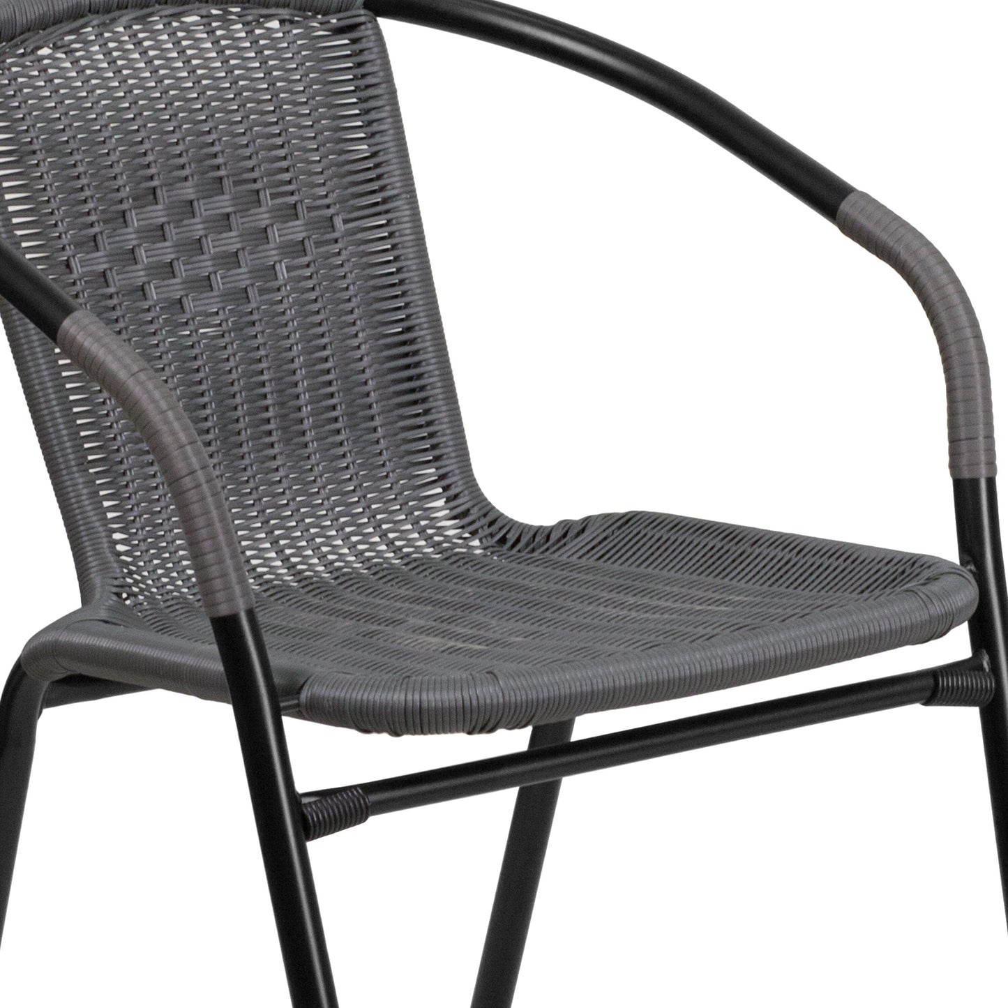 Ensemble de salle à manger de patio 3 pièces en métal et rotin avec table carrée de 28 pouces - 28 L x 28 P x 28 H