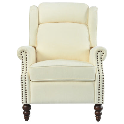 Fauteuil inclinable rembourré avec dossier à oreilles classique et pieds en bois massif en forme de gourde (29,75 $)