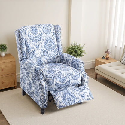Fauteuil inclinable manuel à dossier relevable en lin vintage floral de 29 po de largeur