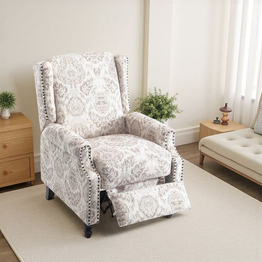 Fauteuil inclinable manuel à dossier relevable en lin vintage floral de 29 po de largeur