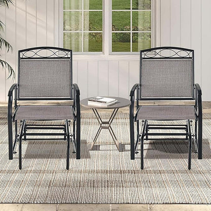 Ensemble de 2 fauteuils de patio à bascule simple avec cadre en métal robuste