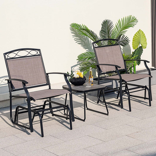 Ensemble de 2 fauteuils de patio à bascule simple avec cadre en métal robuste