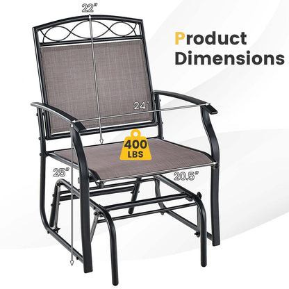 Ensemble de 2 fauteuils de patio à bascule simple avec cadre en métal robuste