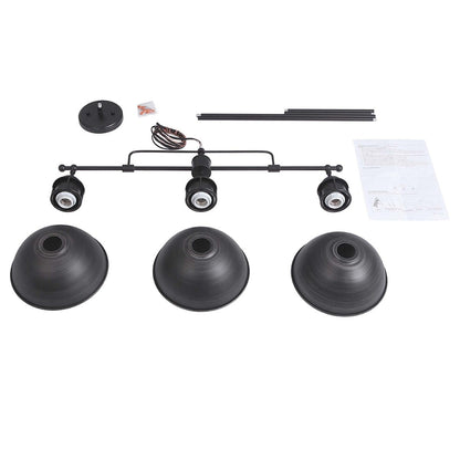 Suspension en forme de dôme de style industriel à 3 lumières, style ferme, en métal, linéaire, pour îlot de cuisine, finition bronze huilé