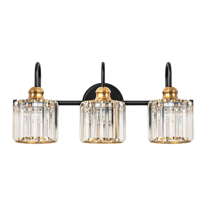 Applique murale linéaire moderne à 3 ou 4 lumières en cristal à intensité variable pour salle de bain