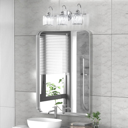 Applique murale linéaire moderne à 3 ou 4 lumières en cristal à intensité variable pour salle de bain