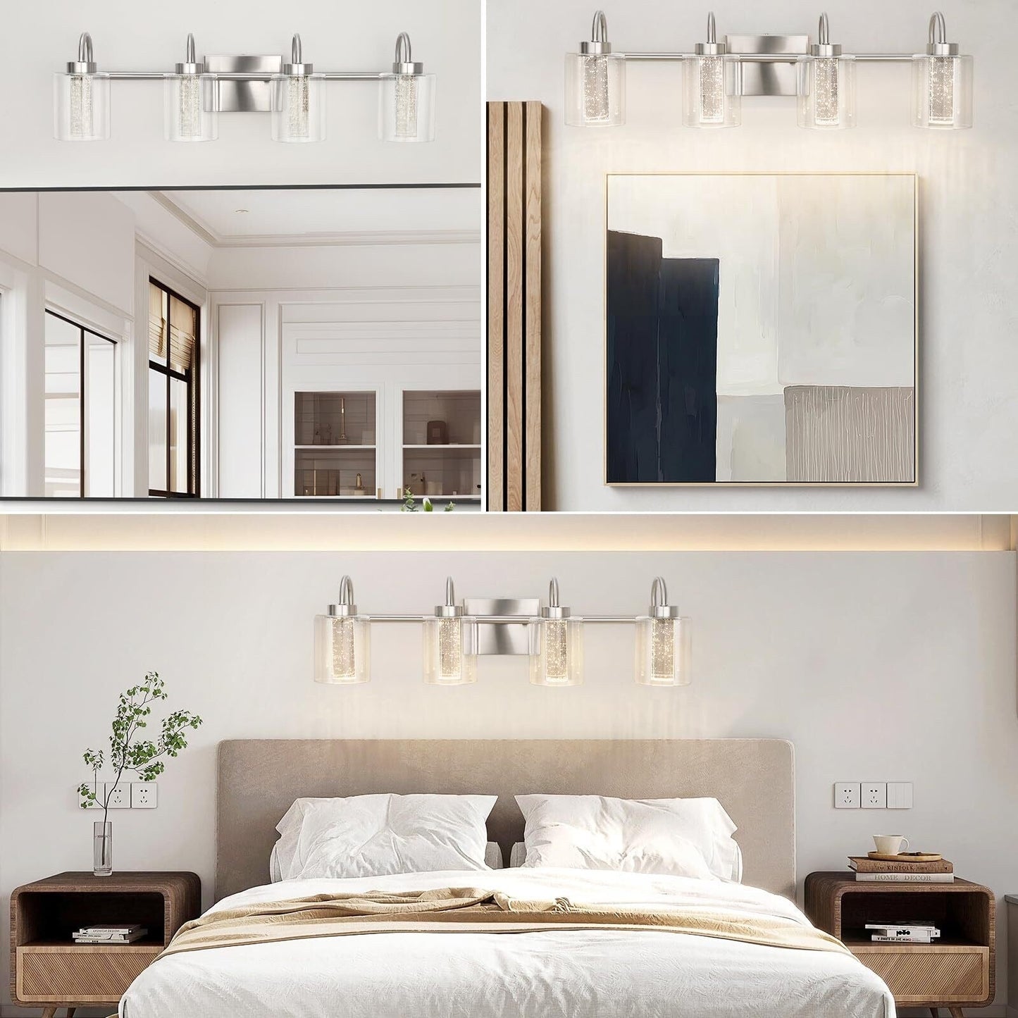 Luminaires de salle de bain 3/4/5/6 lumières en nickel brossé