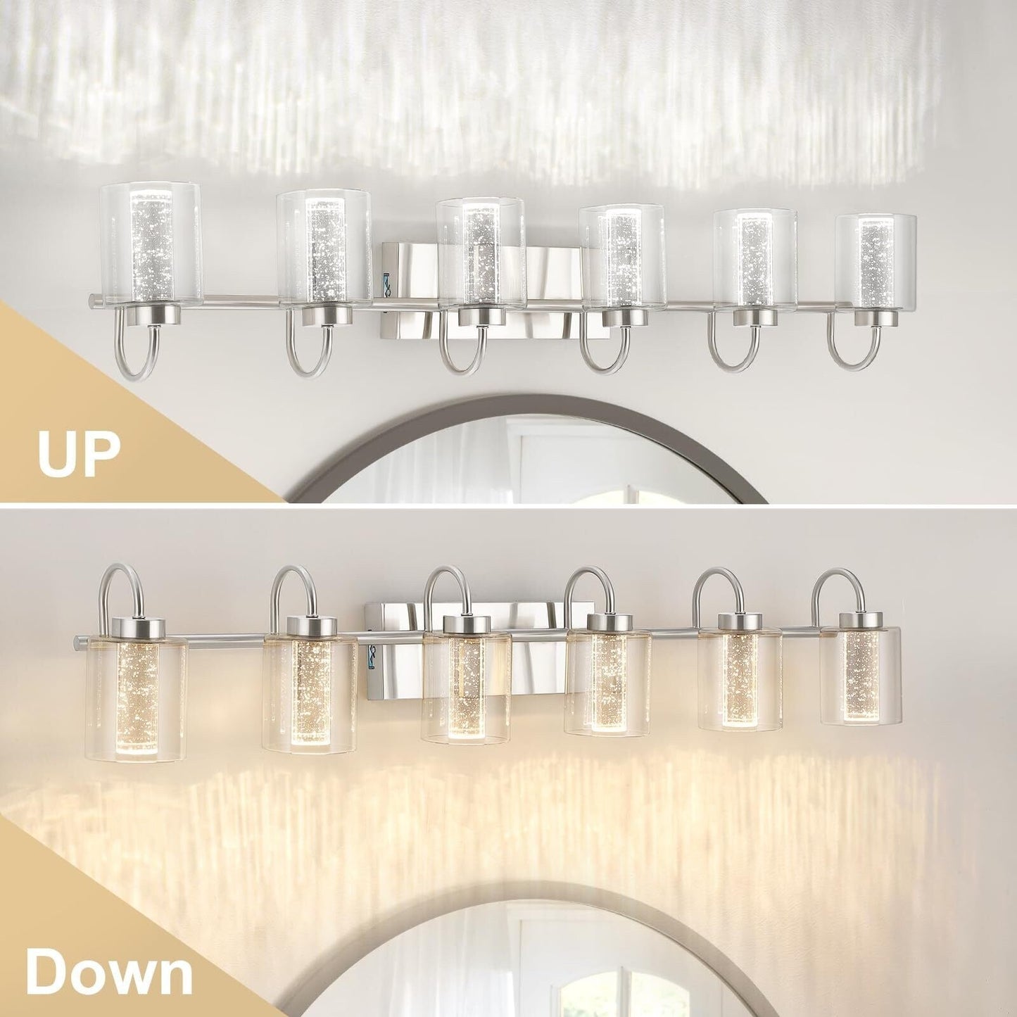 Luminaires de salle de bain 3/4/5/6 lumières en nickel brossé