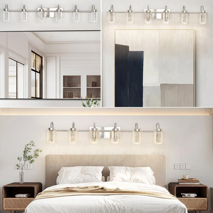 Luminaires de salle de bain 3/4/5/6 lumières en nickel brossé