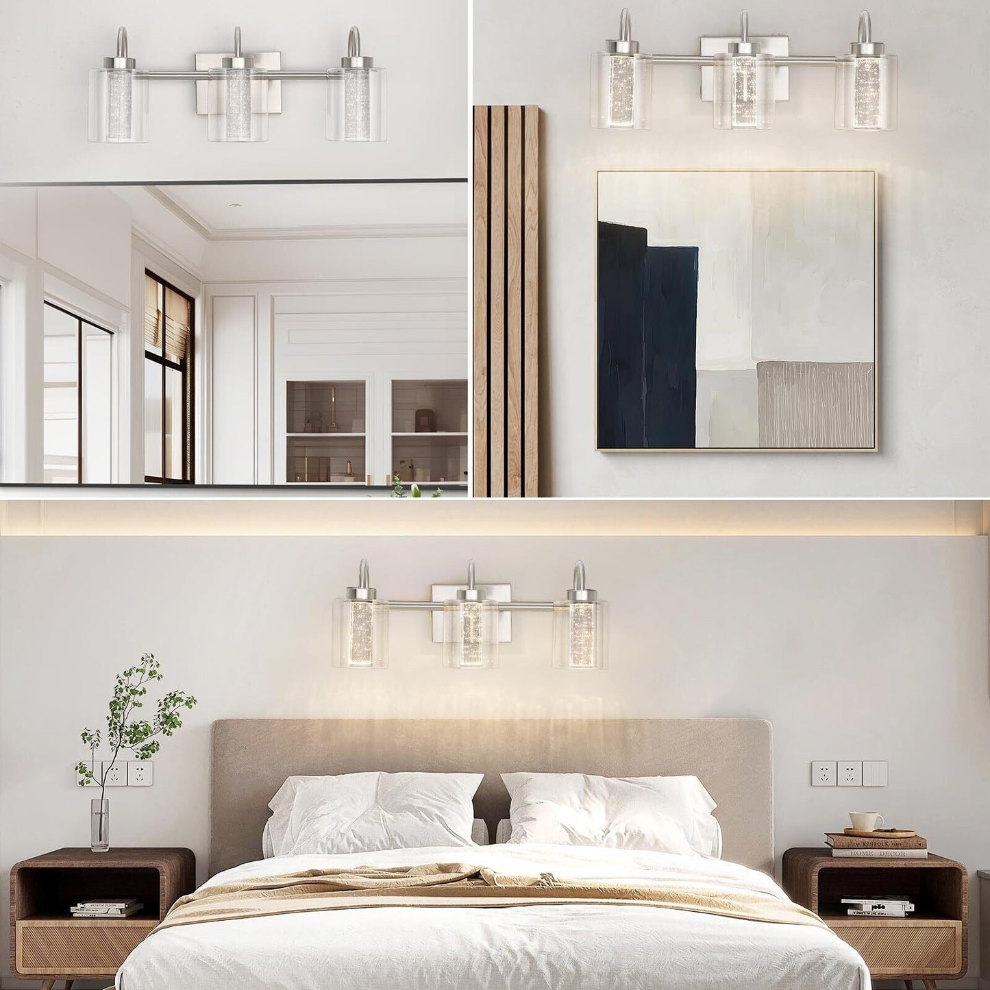 Luminaires de salle de bain 3/4/5/6 lumières en nickel brossé