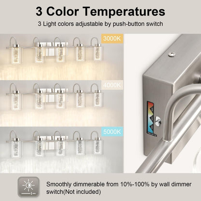 Luminaires de salle de bain 3/4/5/6 lumières en nickel brossé