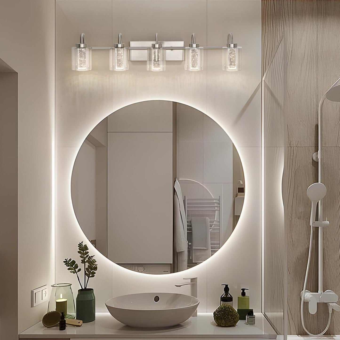 Luminaires de salle de bain 3/4/5/6 lumières en nickel brossé