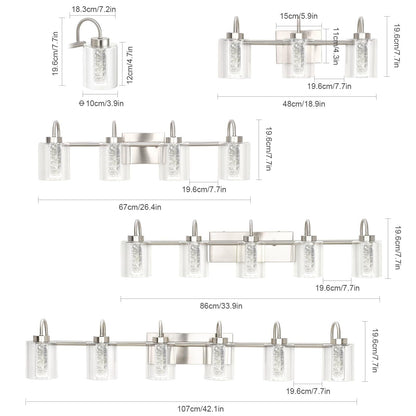 Luminaires de salle de bain 3/4/5/6 lumières en nickel brossé