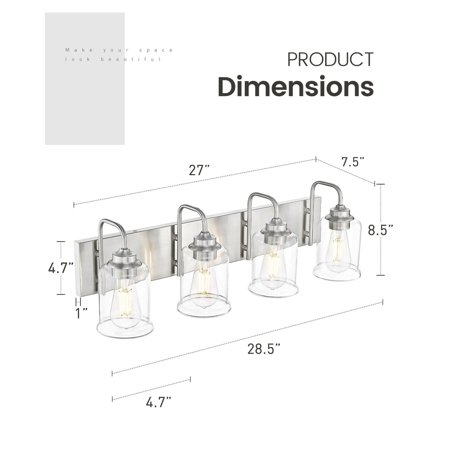 Éclairage de vanité moderne à 3, 4, 5 ou 6 lumières pour miroir de salle de bain