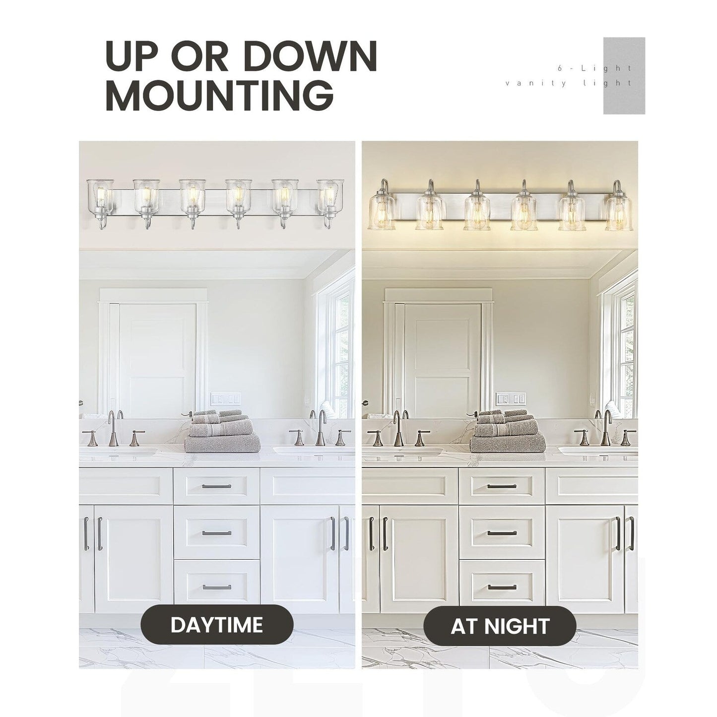 Éclairage de vanité moderne à 3, 4, 5 ou 6 lumières pour miroir de salle de bain