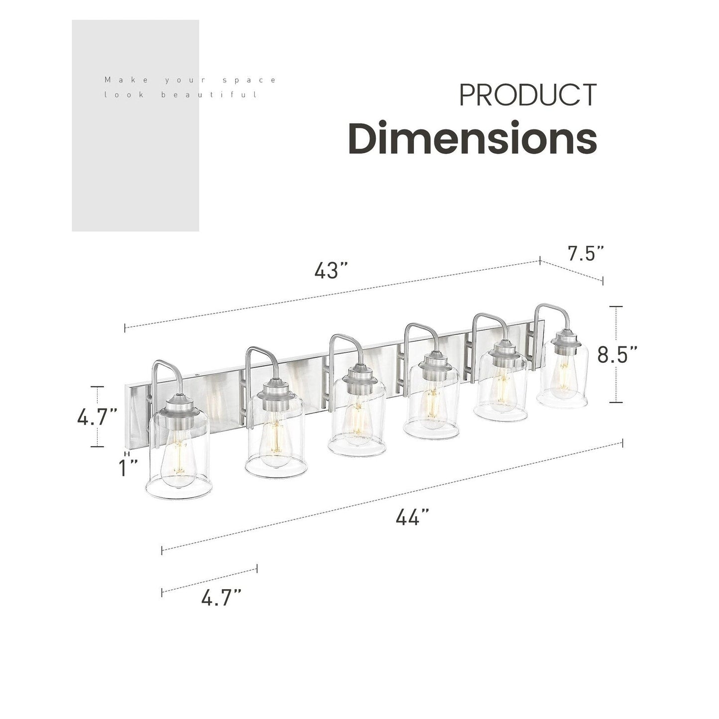 Éclairage de vanité moderne à 3, 4, 5 ou 6 lumières pour miroir de salle de bain