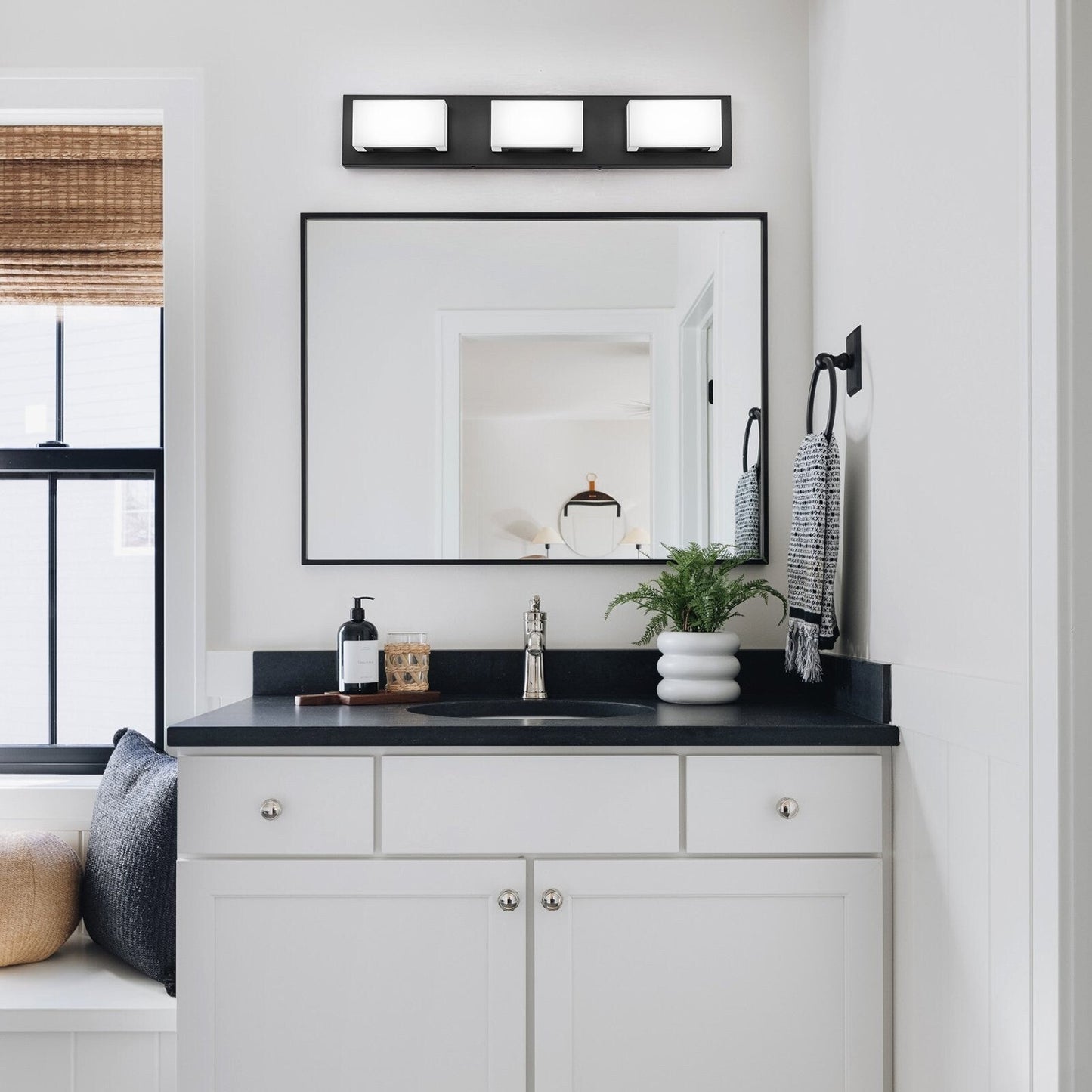 Applique murale LED moderne à intensité variable, 3, 4 ou 5 lampes, noir mat, pour salle de bain