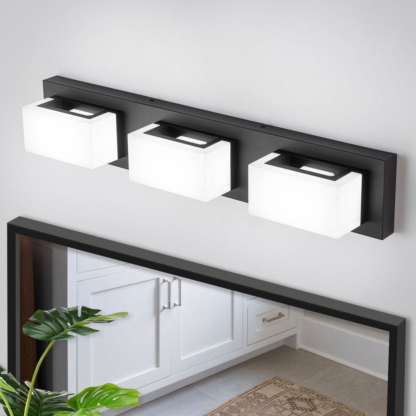 Applique murale LED moderne à intensité variable, 3, 4 ou 5 lampes, noir mat, pour salle de bain