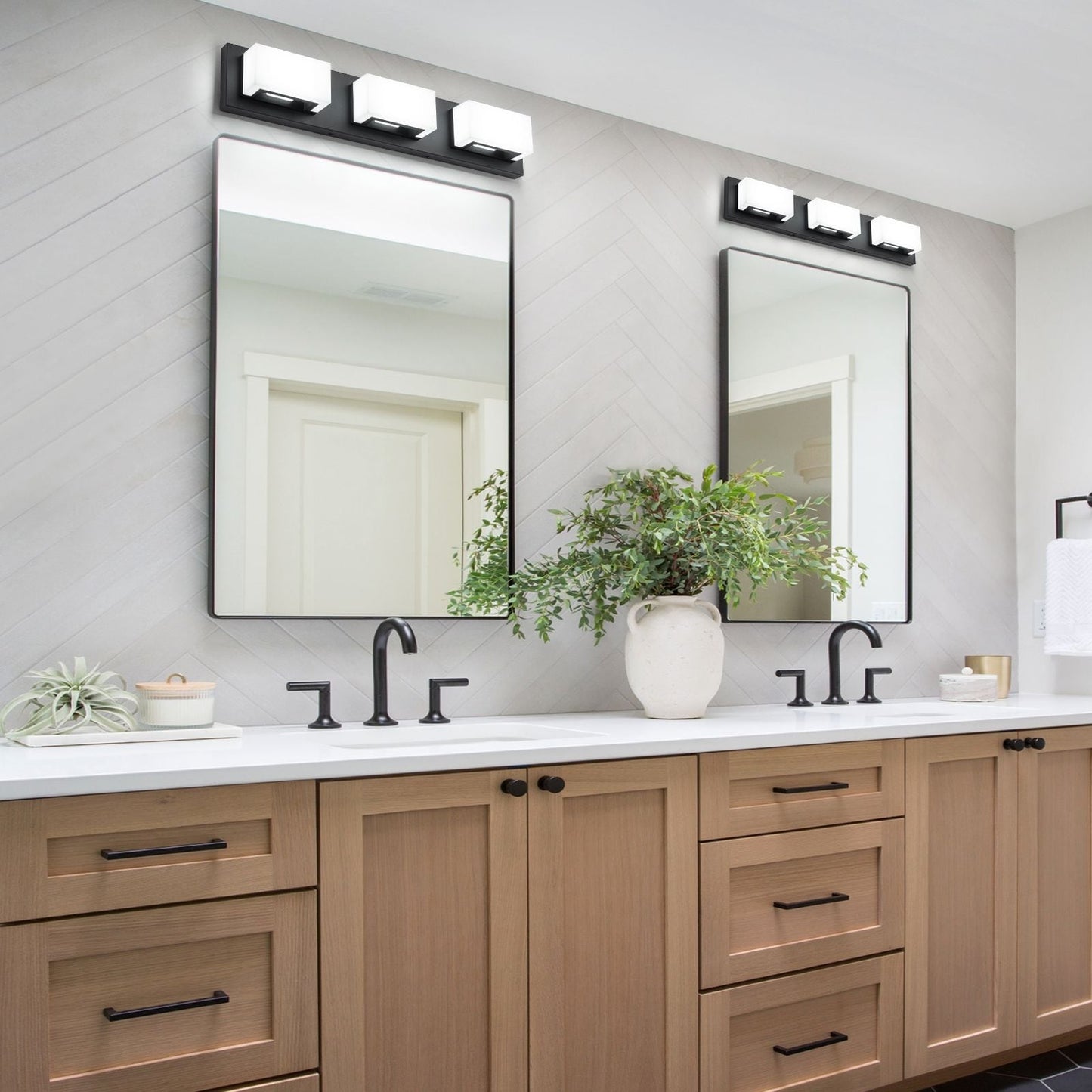 Applique murale LED moderne à intensité variable, 3, 4 ou 5 lampes, noir mat, pour salle de bain