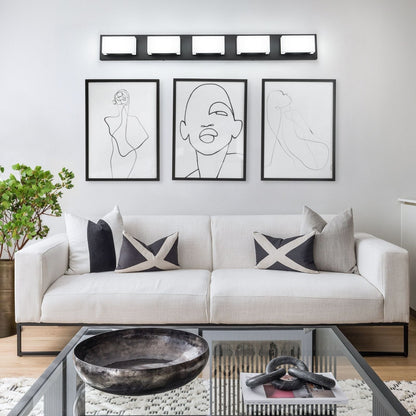 Applique murale LED moderne à intensité variable, 3, 4 ou 5 lampes, noir mat, pour salle de bain