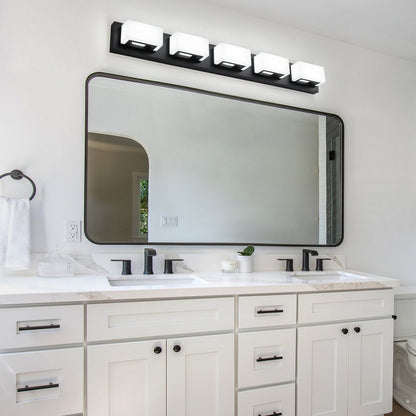 Applique murale LED moderne à intensité variable, 3, 4 ou 5 lampes, noir mat, pour salle de bain