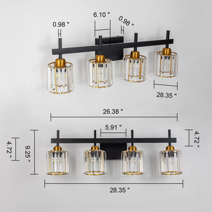 Luminaires de salle de bain modernes à 3, 4 ou 5 lumières en cristal à intensité variable, pour miroir