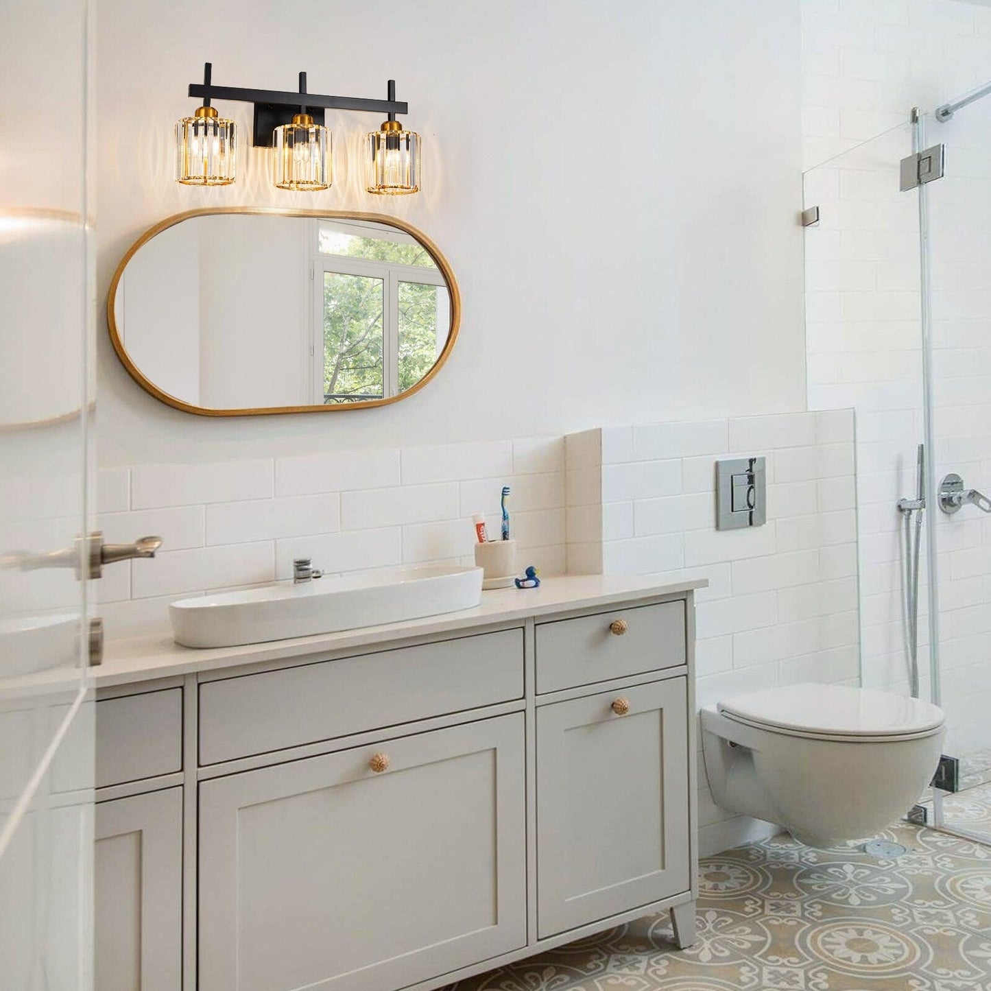 Luminaires de salle de bain modernes à 3, 4 ou 5 lumières en cristal à intensité variable, pour miroir