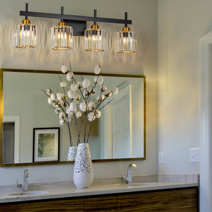 Luminaires de salle de bain modernes à 3, 4 ou 5 lumières en cristal à intensité variable, pour miroir