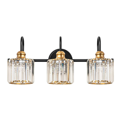 Applique murale de salle de bain moderne et glamour à 3/4 lumières, en cristal, à intensité variable, au-dessus du miroir