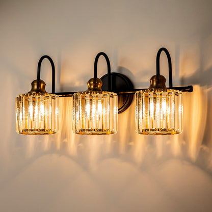 Applique murale de salle de bain moderne et glamour à 3/4 lumières, en cristal, à intensité variable, au-dessus du miroir