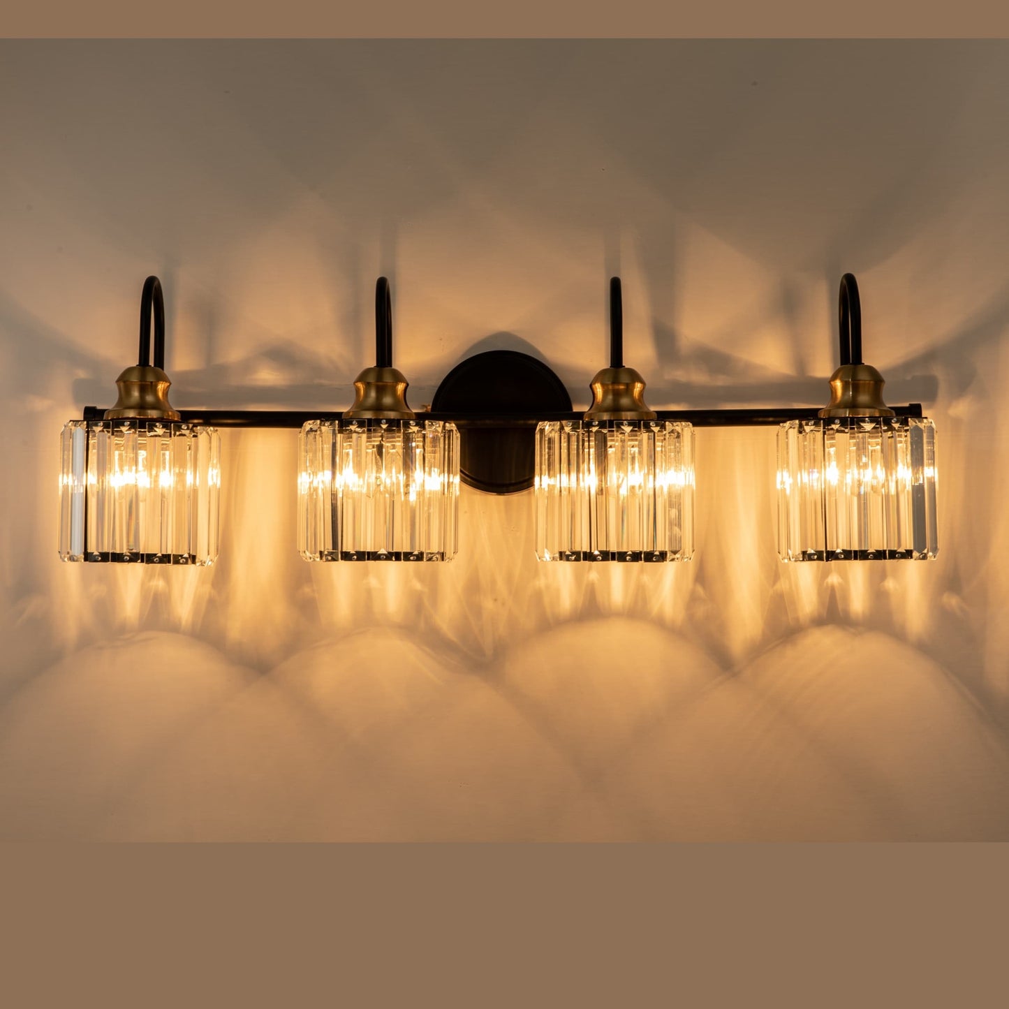 Applique murale de salle de bain moderne et glamour à 3/4 lumières, en cristal, à intensité variable, au-dessus du miroir