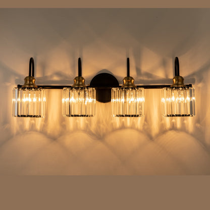 Applique murale de salle de bain moderne et glamour à 3/4 lumières, en cristal, à intensité variable, au-dessus du miroir