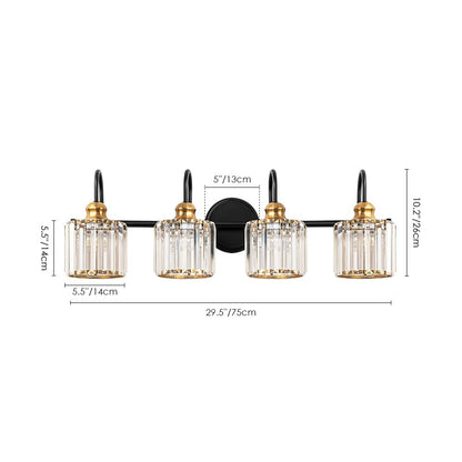 Applique murale de salle de bain moderne et glamour à 3/4 lumières, en cristal, à intensité variable, au-dessus du miroir