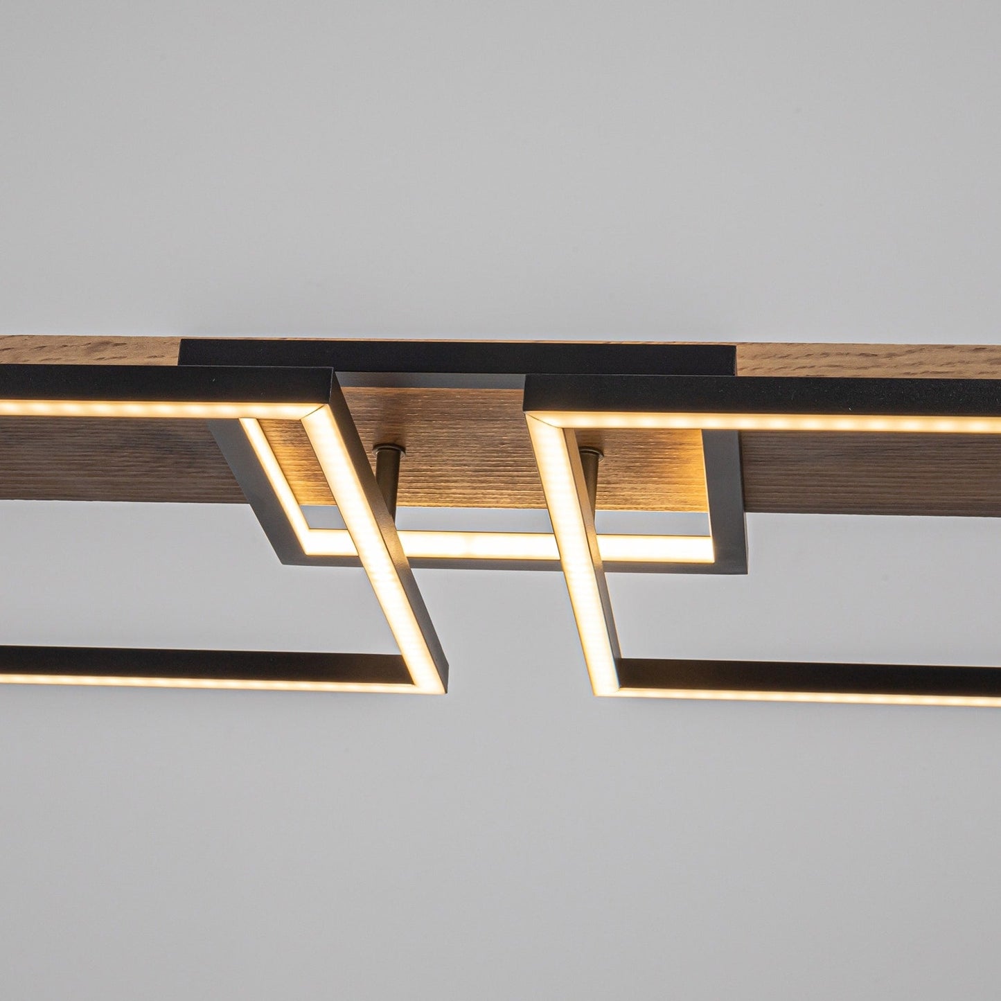 Lustre linéaire en bois à 3 ou 5 lumières LED intégrées pour îlot de cuisine