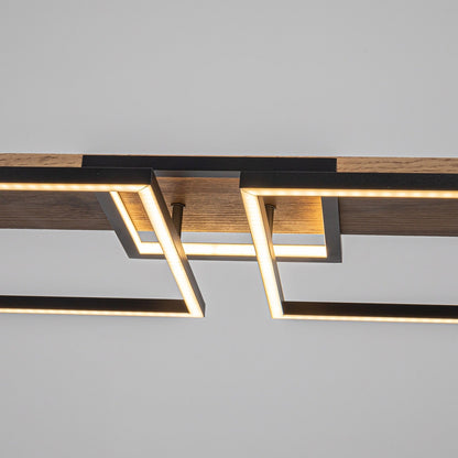 Lustre linéaire en bois à 3 ou 5 lumières LED intégrées pour îlot de cuisine