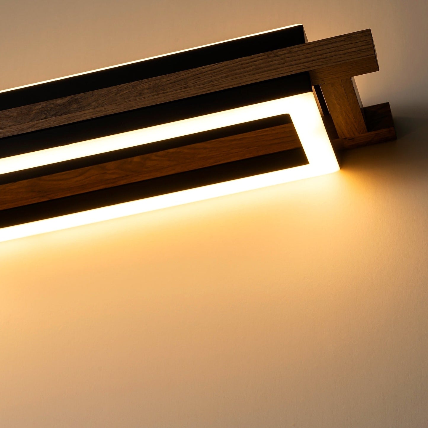 Lustre linéaire en bois à 3 ou 5 lumières LED intégrées pour îlot de cuisine