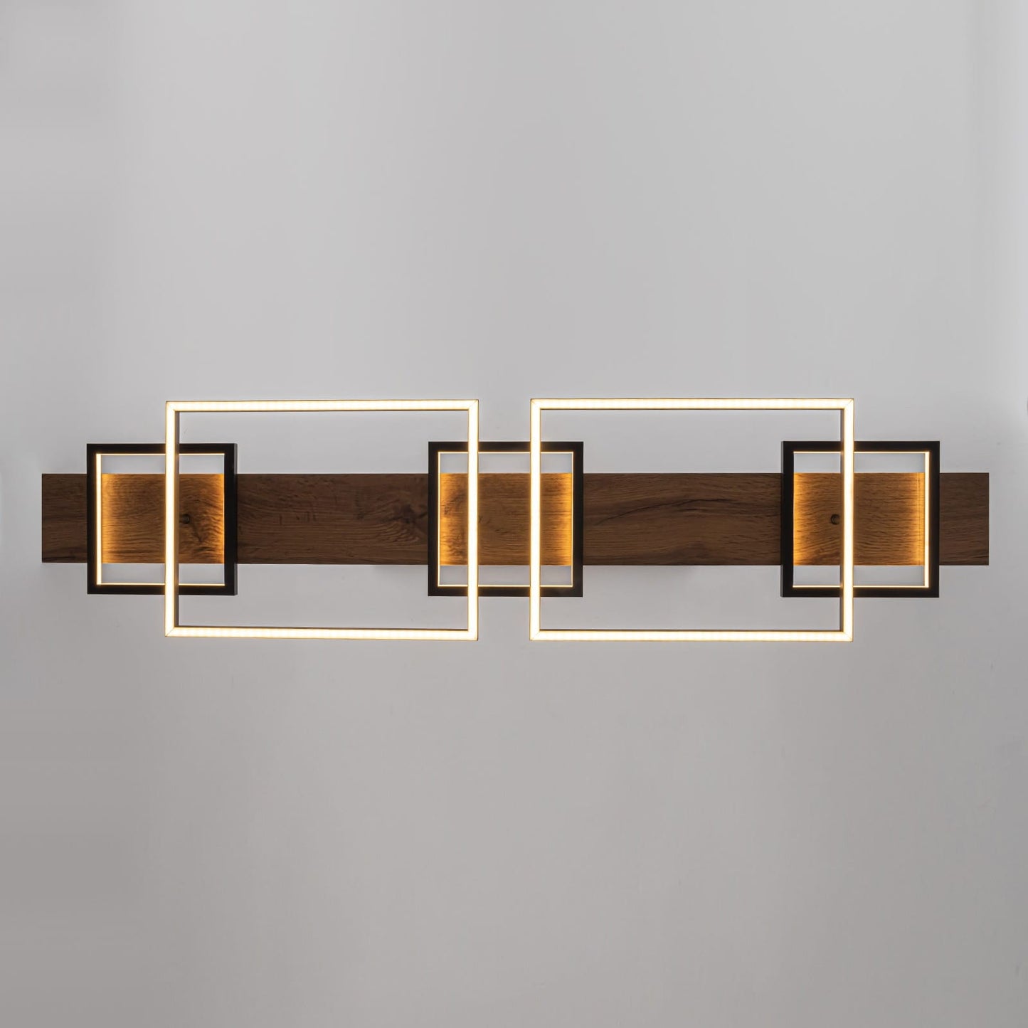Lustre linéaire en bois à 3 ou 5 lumières LED intégrées pour îlot de cuisine