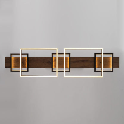 Lustre linéaire en bois à 3 ou 5 lumières LED intégrées pour îlot de cuisine