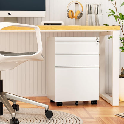 Classeur métallique verrouillable à 3 tiroirs pour bureau à domicile, armoire roulante entièrement assemblée