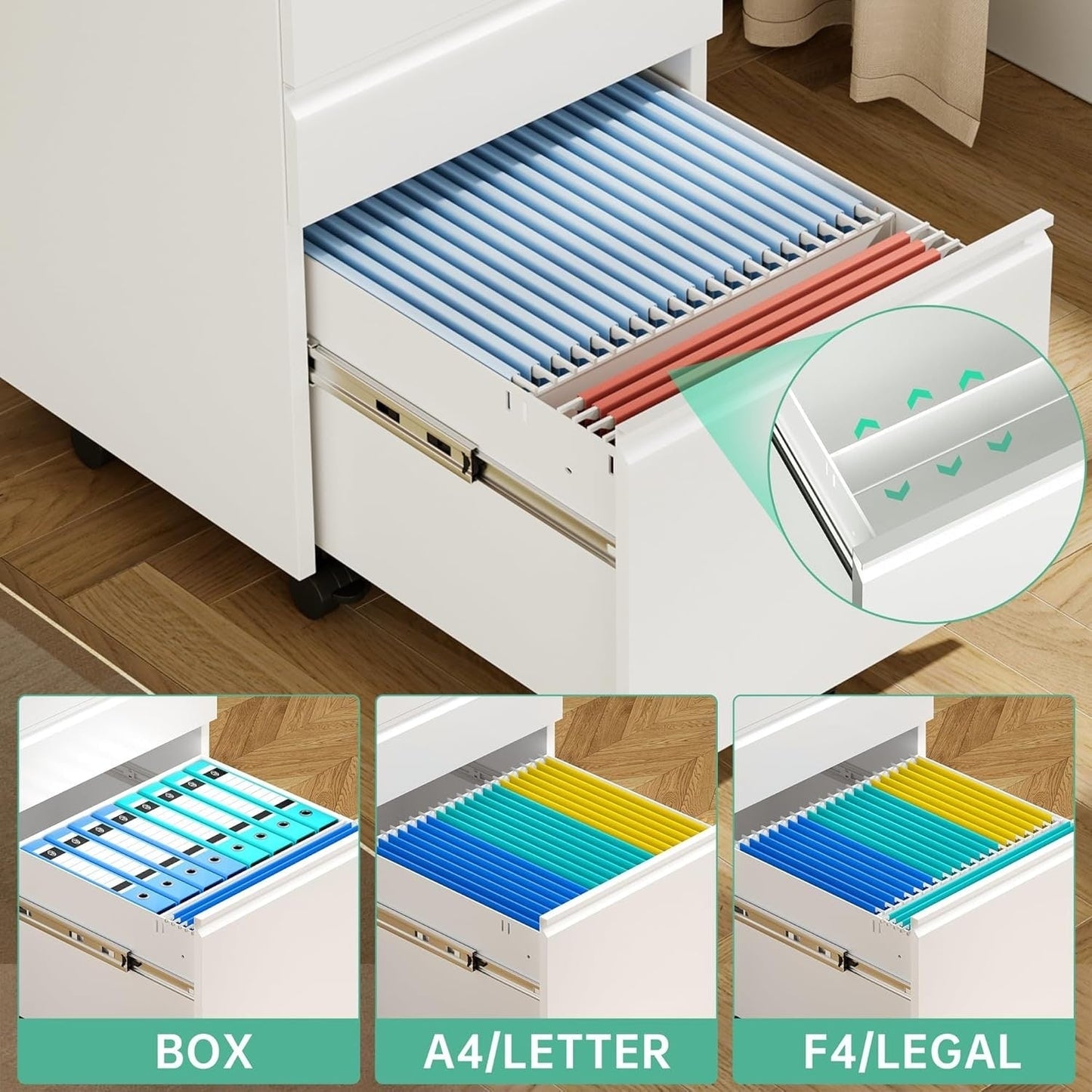 Classeur métallique verrouillable à 3 tiroirs pour bureau à domicile, armoire roulante entièrement assemblée