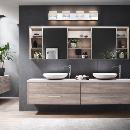 Applique murale à LED intégrée C Cattleya en acier inoxydable 3000 K avec abat-jour en verre artistique - Chrome