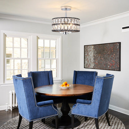 Plafonnier semi-encastré à 3 lumières en cristal pour salon et couloir