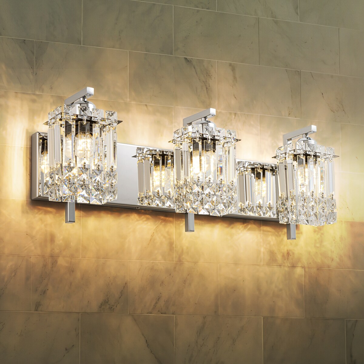 Applique murale en cristal à 3 lumières pour salle de bain, style glamour et moderne, pour miroir