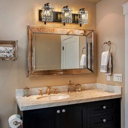 Applique murale en cristal à 3 lumières pour salle de bain, style glamour et moderne, pour miroir