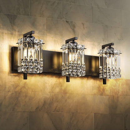 Applique murale en cristal à 3 lumières pour salle de bain, style glamour et moderne, pour miroir