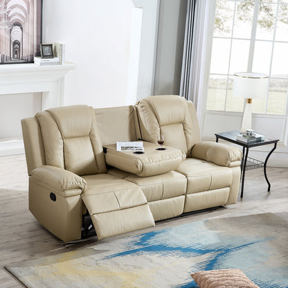 Ensemble de salon 3 pièces en cuir reconstitué avec canapé inclinable, causeuse et fauteuil