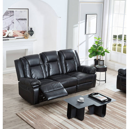 Ensemble de salon 3 pièces en cuir reconstitué avec canapé inclinable, causeuse et fauteuil