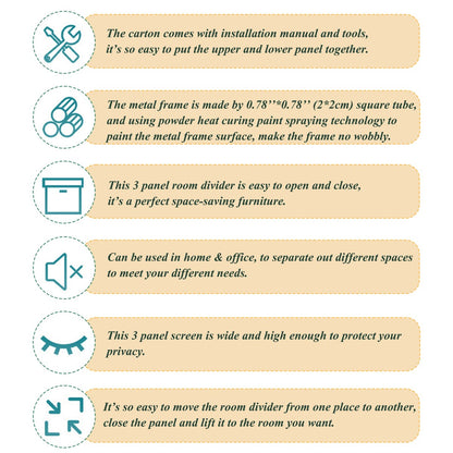 Cloisons de séparation à 3 panneaux et écran de confidentialité pliable en bois naturel, cloison de séparation de 1,8 m pour séparation de pièce