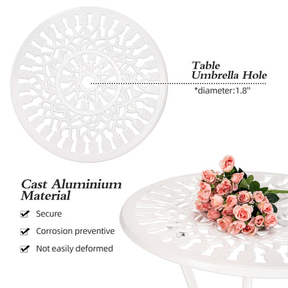 Ensemble de patio extérieur tulipe 3 pièces en aluminium avec table